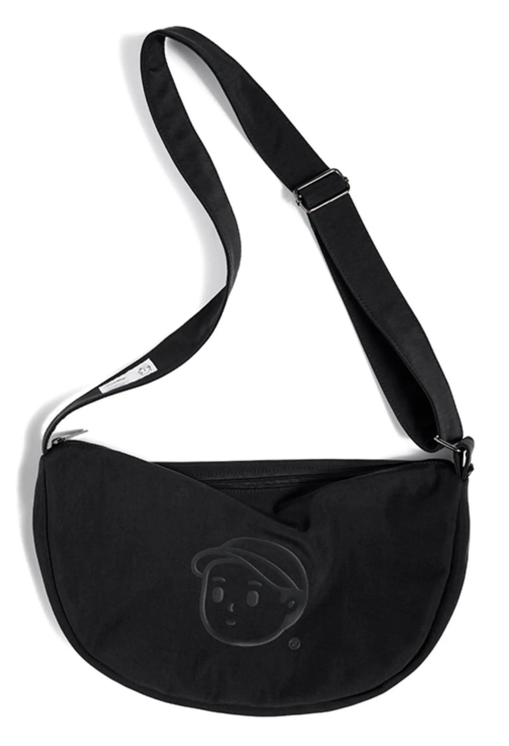 FINERWORLD Crescent Dumpling Crossbody Bag in Deep Black - studio angle
