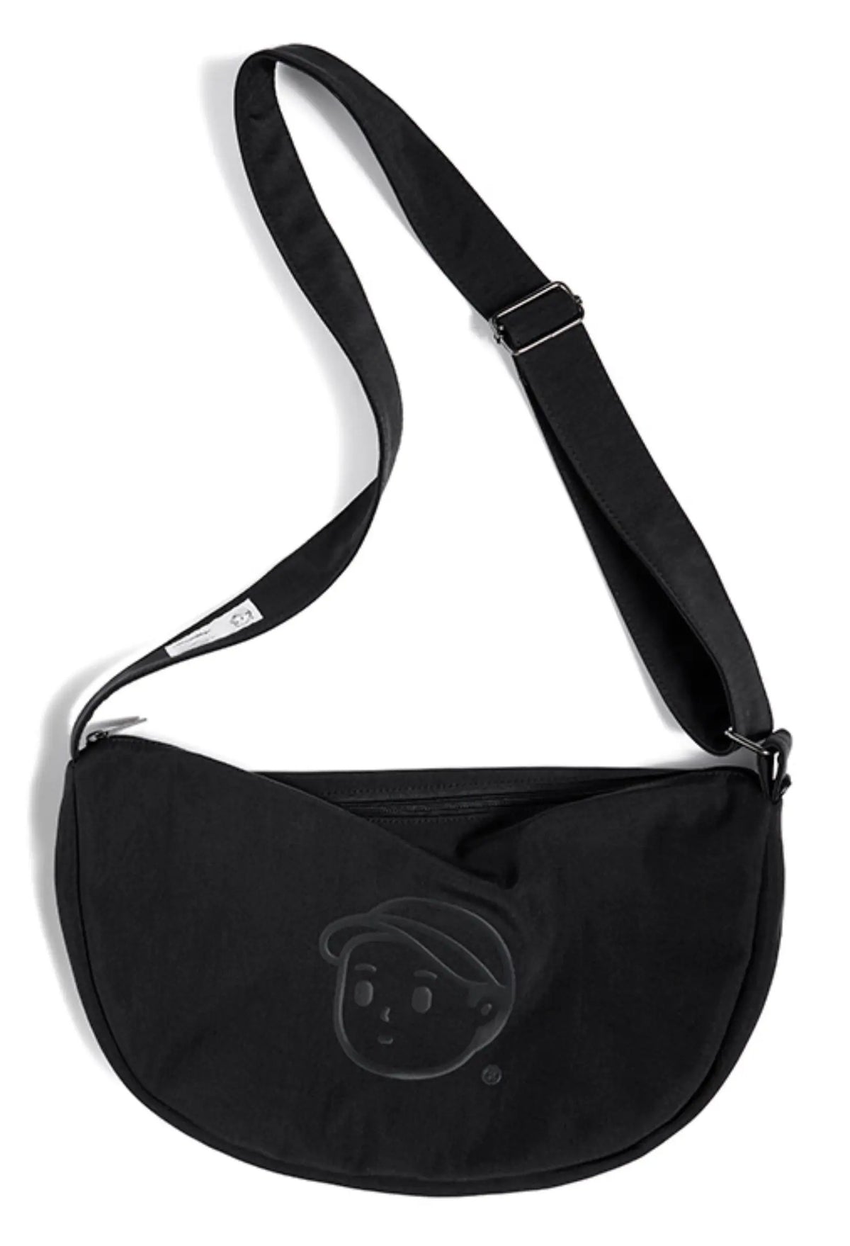 FINERWORLD Crescent Dumpling Crossbody Bag in Deep Black - studio angle