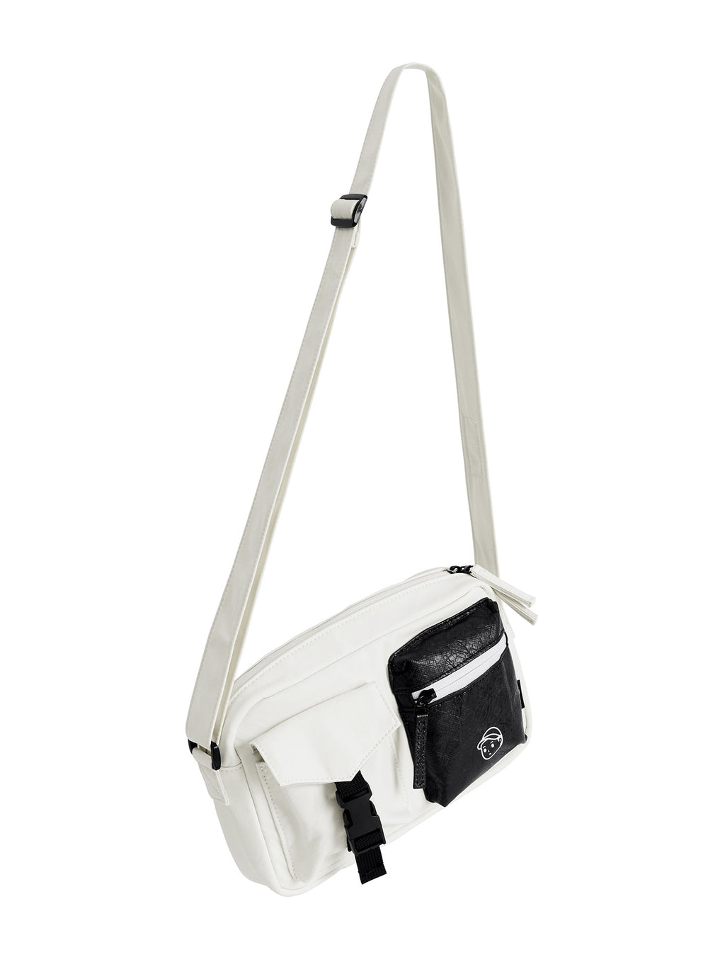 FINERWORLD C1 Patch Pocket Crossbody Bag in Soft Beige - studio front