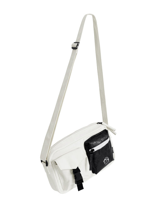 FINERWORLD C1 Patch Pocket Crossbody Bag in Soft Beige - studio front