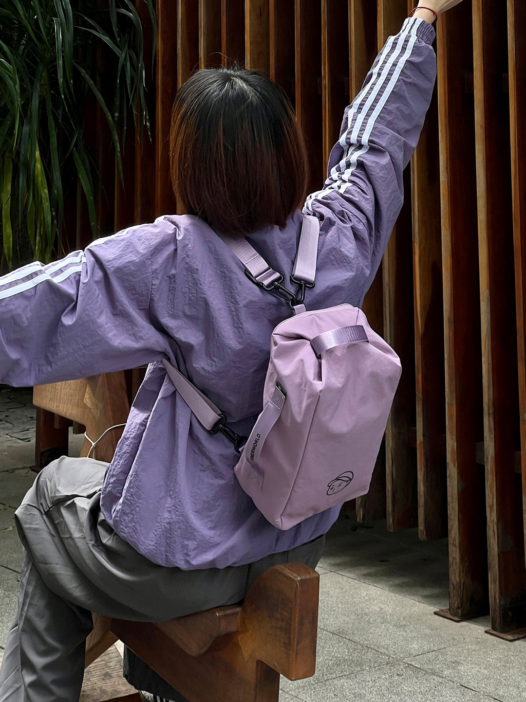 Daily Carry Backpack in Lilac – on-body shot 01