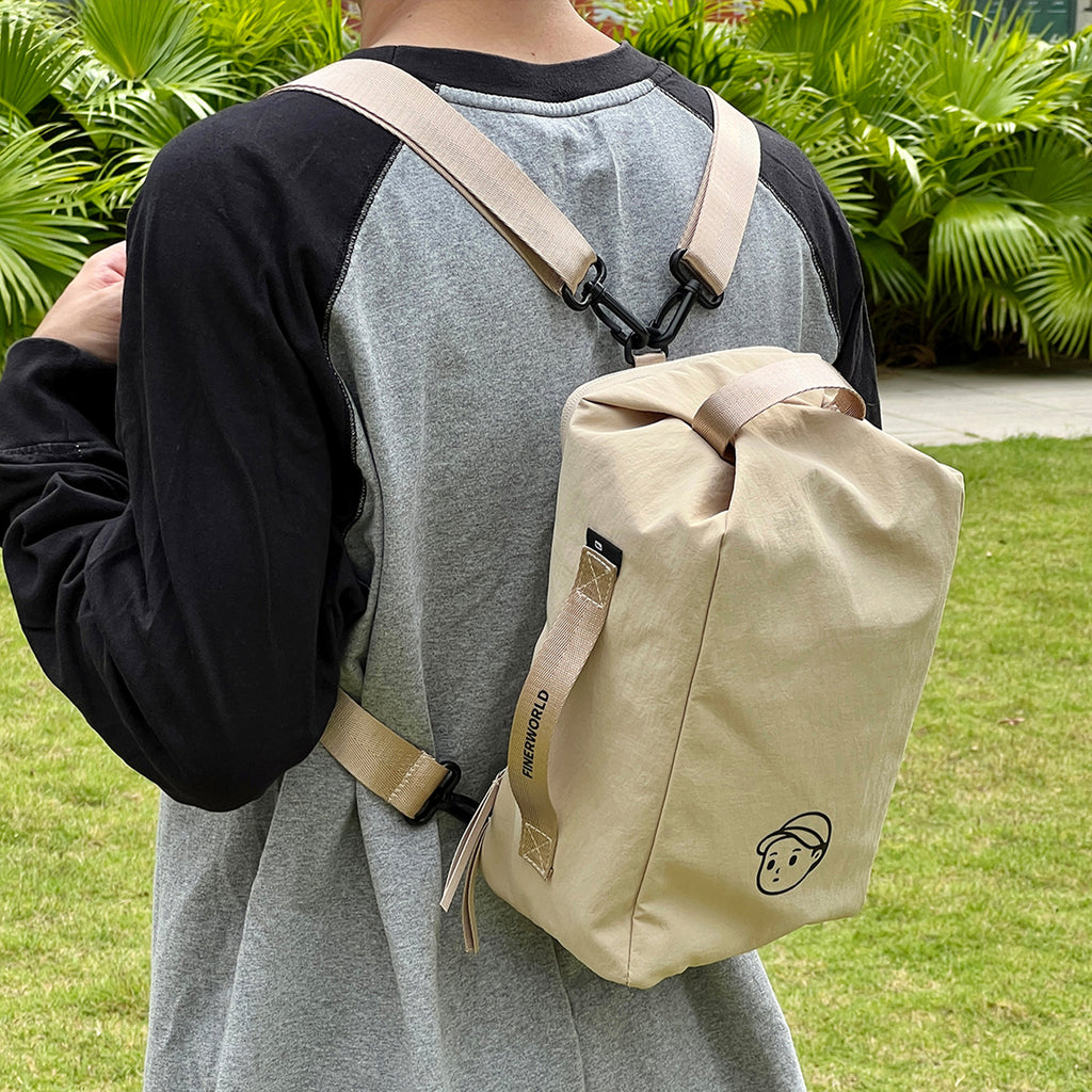 Daily Carry Backpack in Rock Sand – on-body shot 01