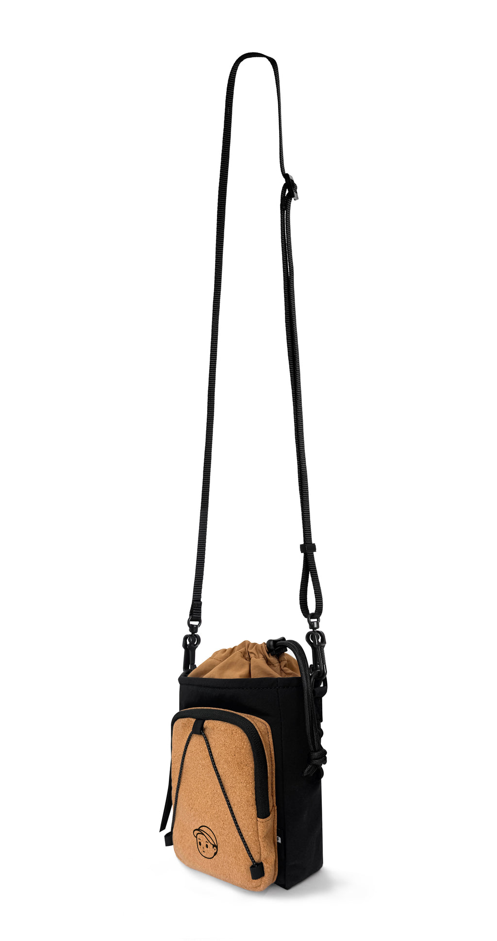 Hands-Free Crossbody in Deep Black Cork – product front color view