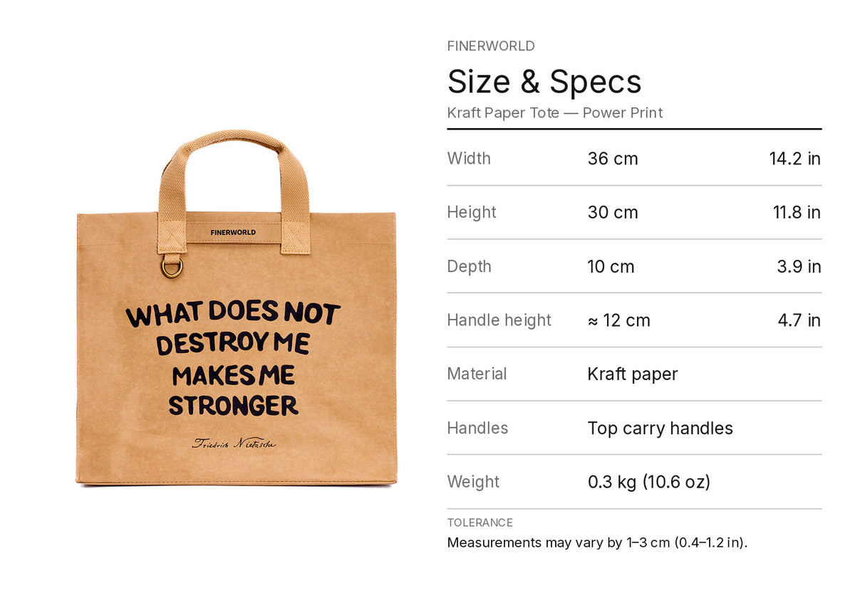 Kraft Paper Print Tote in Strong – dimension guide graphic