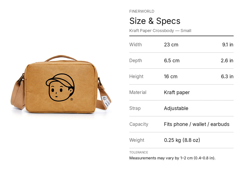 Kraft Paper Crossbody in Small – size chart