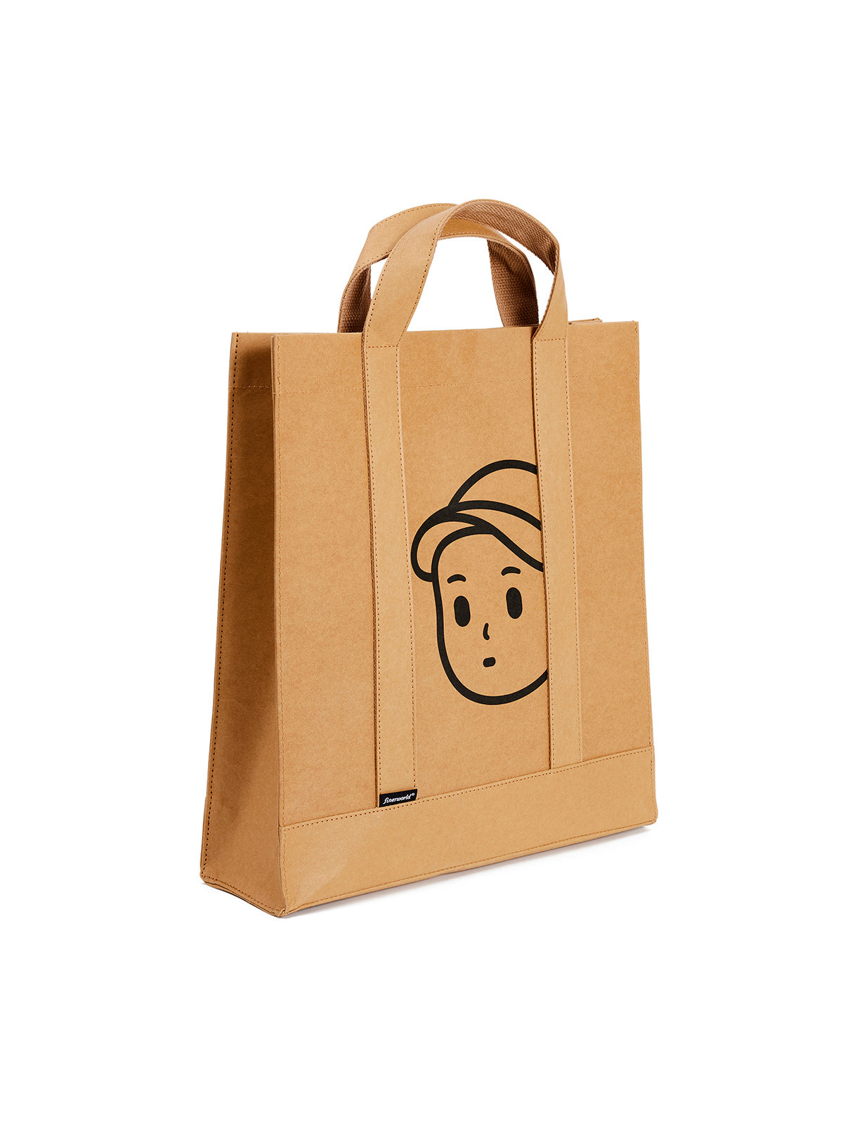 Kraft Paper Square Tote in Medium – front studio