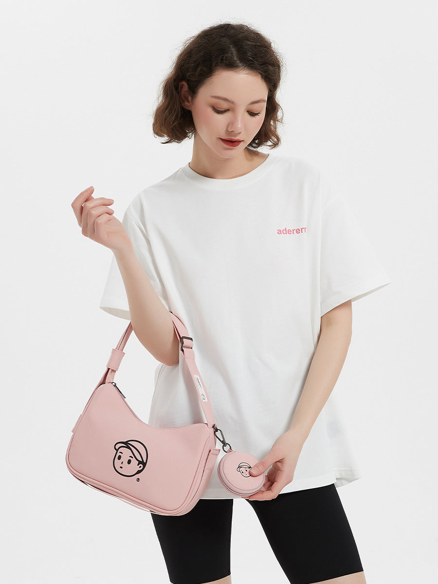 Nylon Shoulder Bag in Limited Pink – on-body shot 01
