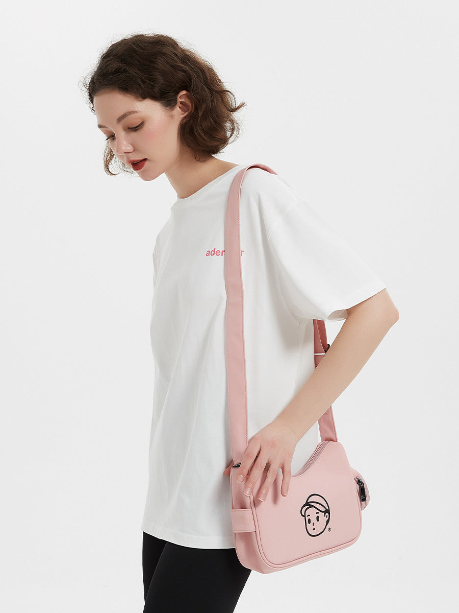 Nylon Shoulder Bag in Limited Pink – on-body shot 02