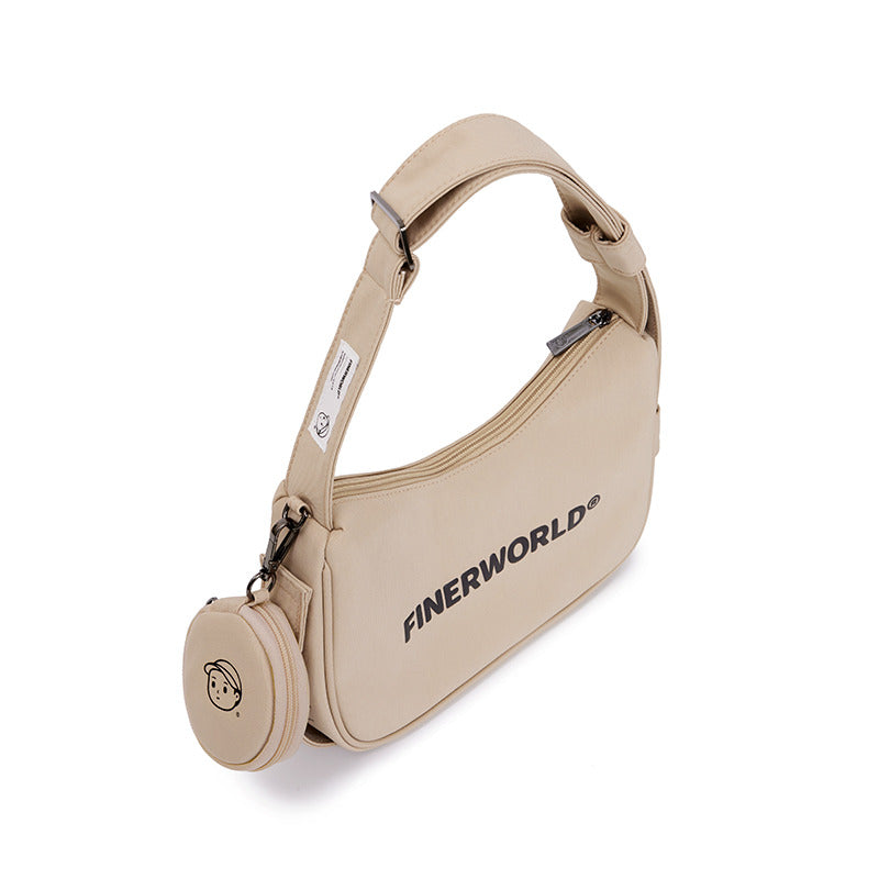 Nylon Shoulder Bag in Rock Sand – multi-angle view 02