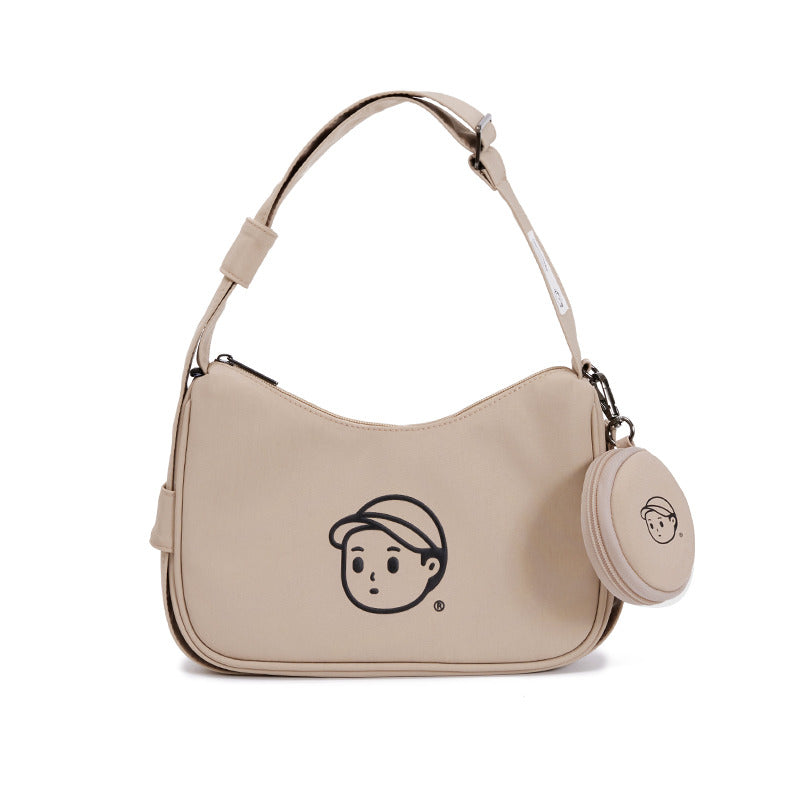 Nylon Shoulder Bag in Rock Sand – product front color view