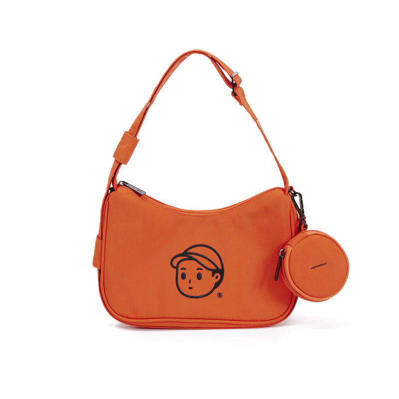 Nylon Shoulder Bag in Soft Orange – product front color view