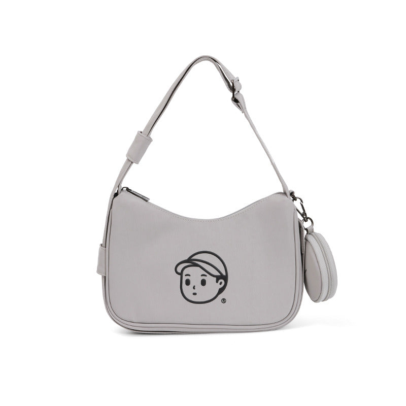 Nylon Shoulder Bag in Tile Gray – product front color view