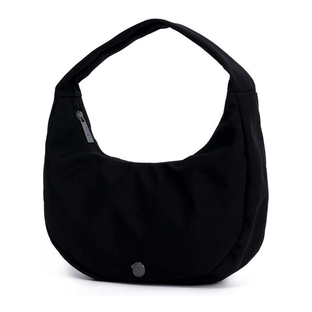 FINERWORLD Ultralight Nylon Underarm Bag in Deep Black - front with metal logo