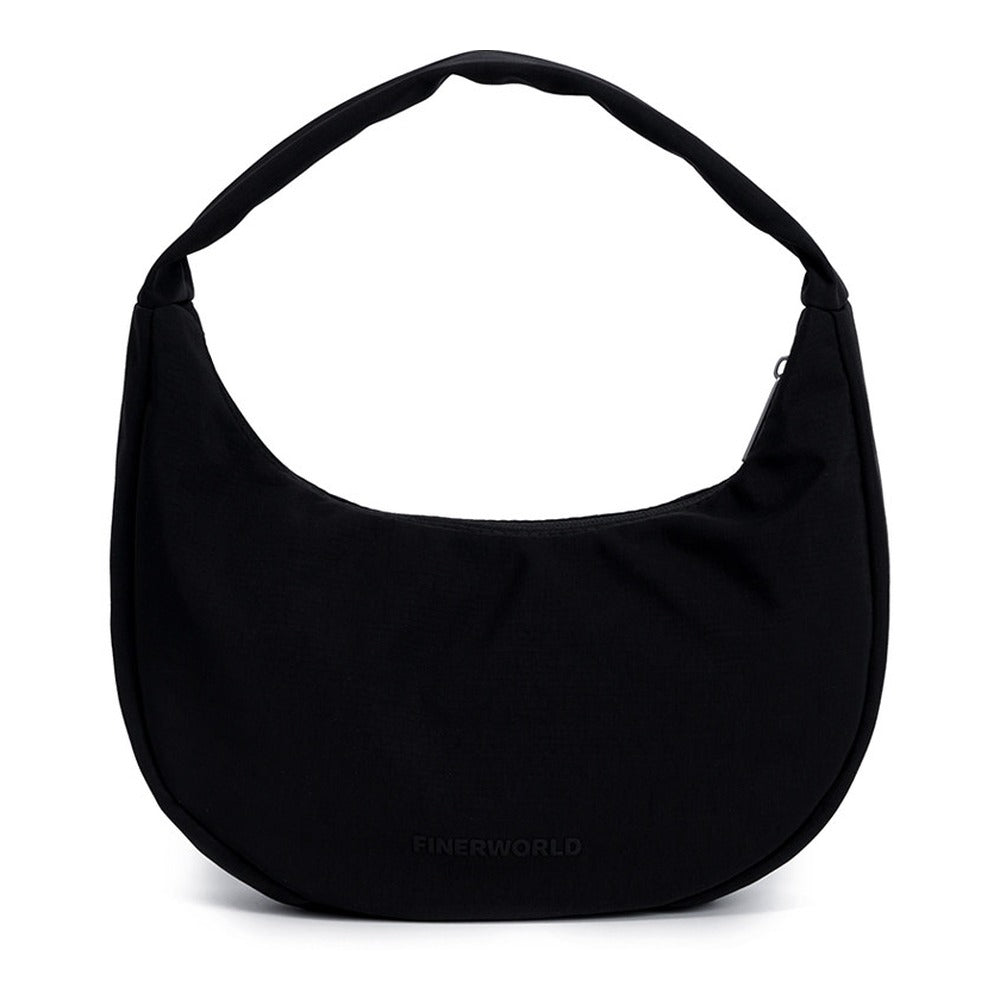 FINERWORLD Ultralight Nylon Underarm Bag in Deep Black - FINERWORLD wordmark face