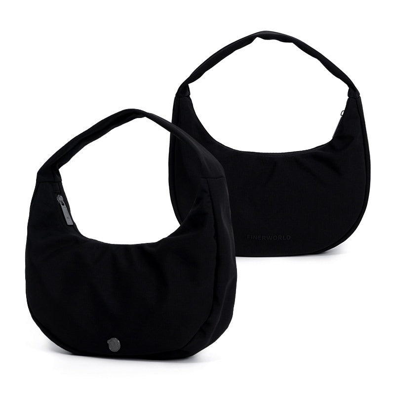 FINERWORLD Ultralight Nylon Underarm Bag in Deep Black - color swatch