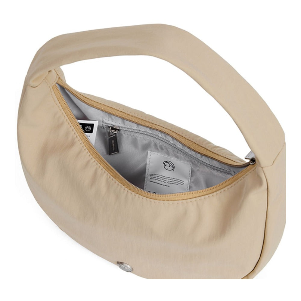 FINERWORLD Ultralight Nylon Underarm Bag in Rock Sand - side or open interior